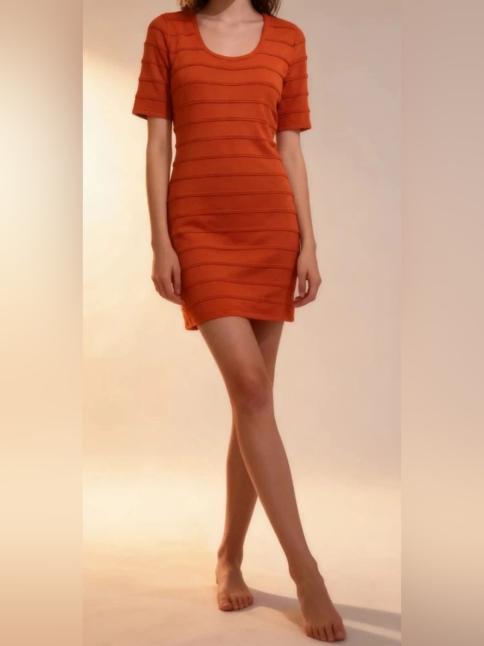 Calvin Klein Women's Orange Short-Sleeve Scoop dress